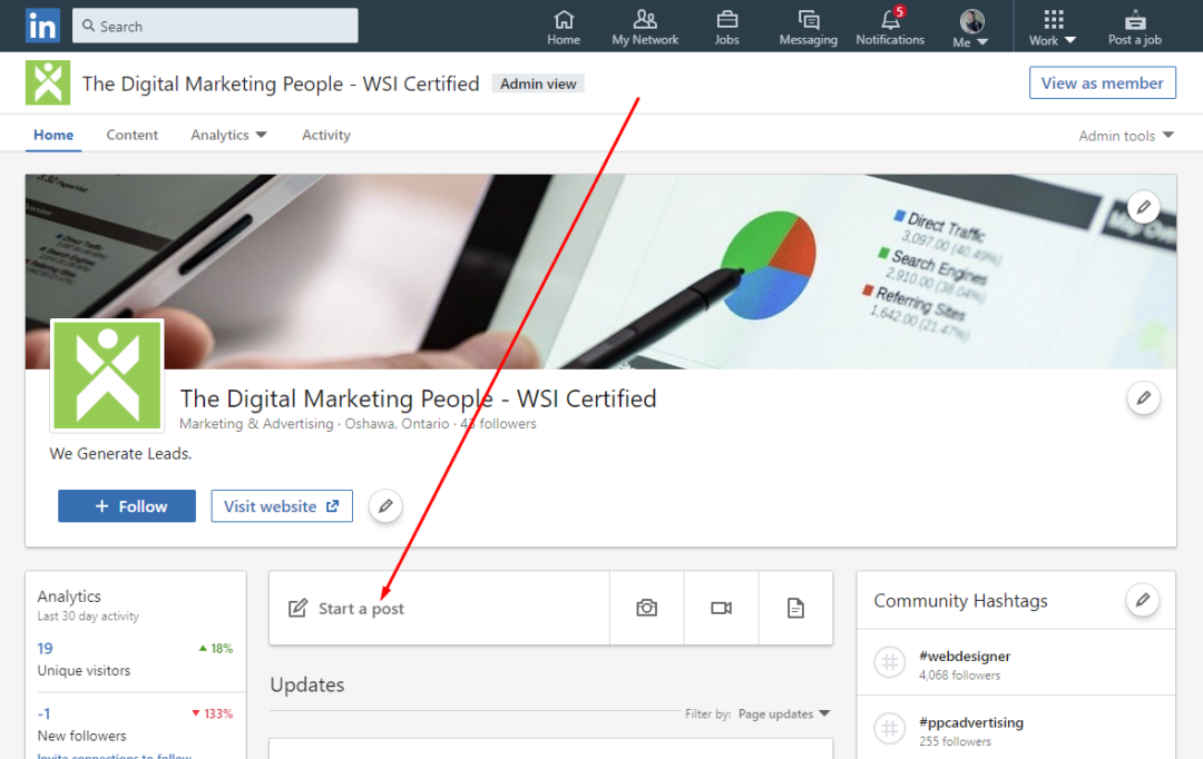 LinkedIn Company Page Create Start A Post