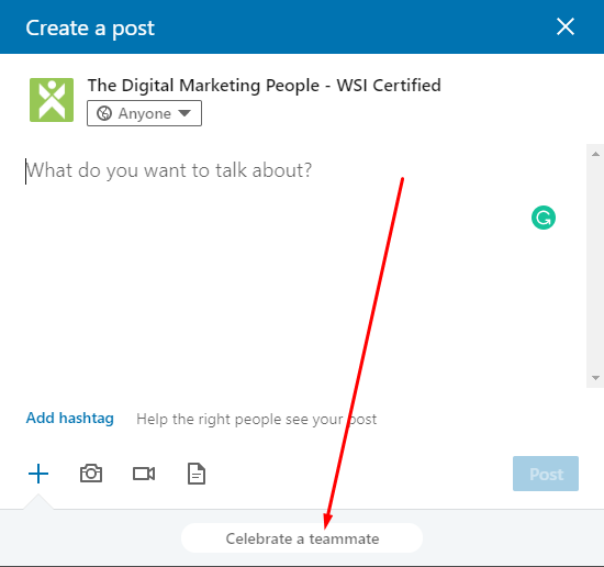 LinkedIn Company Page Celebrate a Teammate