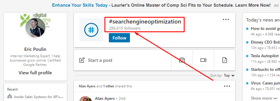 LinkedIn Company Page Hashtags