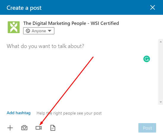 LinkedIn Company Page Create Video Post