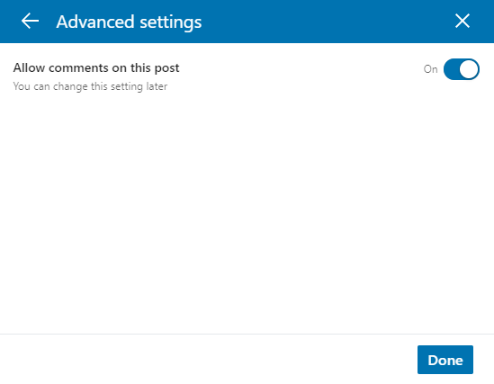 LinkedIn Company Page Toggle Post Commenting