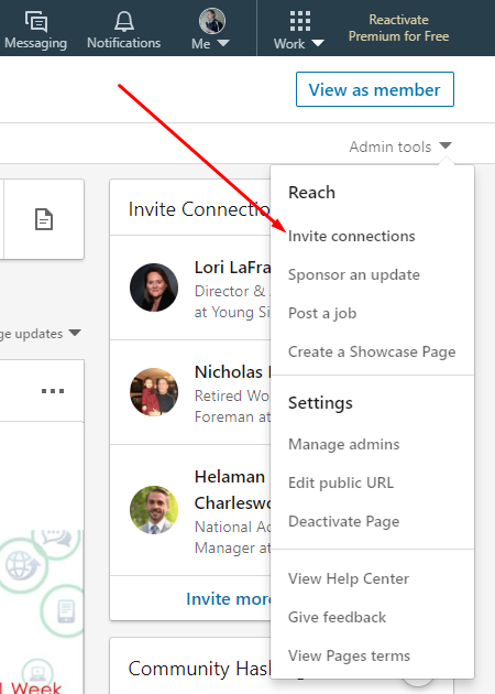 LinkedIn Company Page Invite Connections