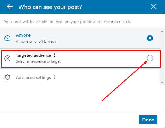 LinkedIn Company Page Toggle Post Target Audience