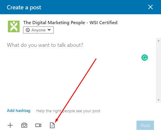 LinkedIn Company Page Create Document Post