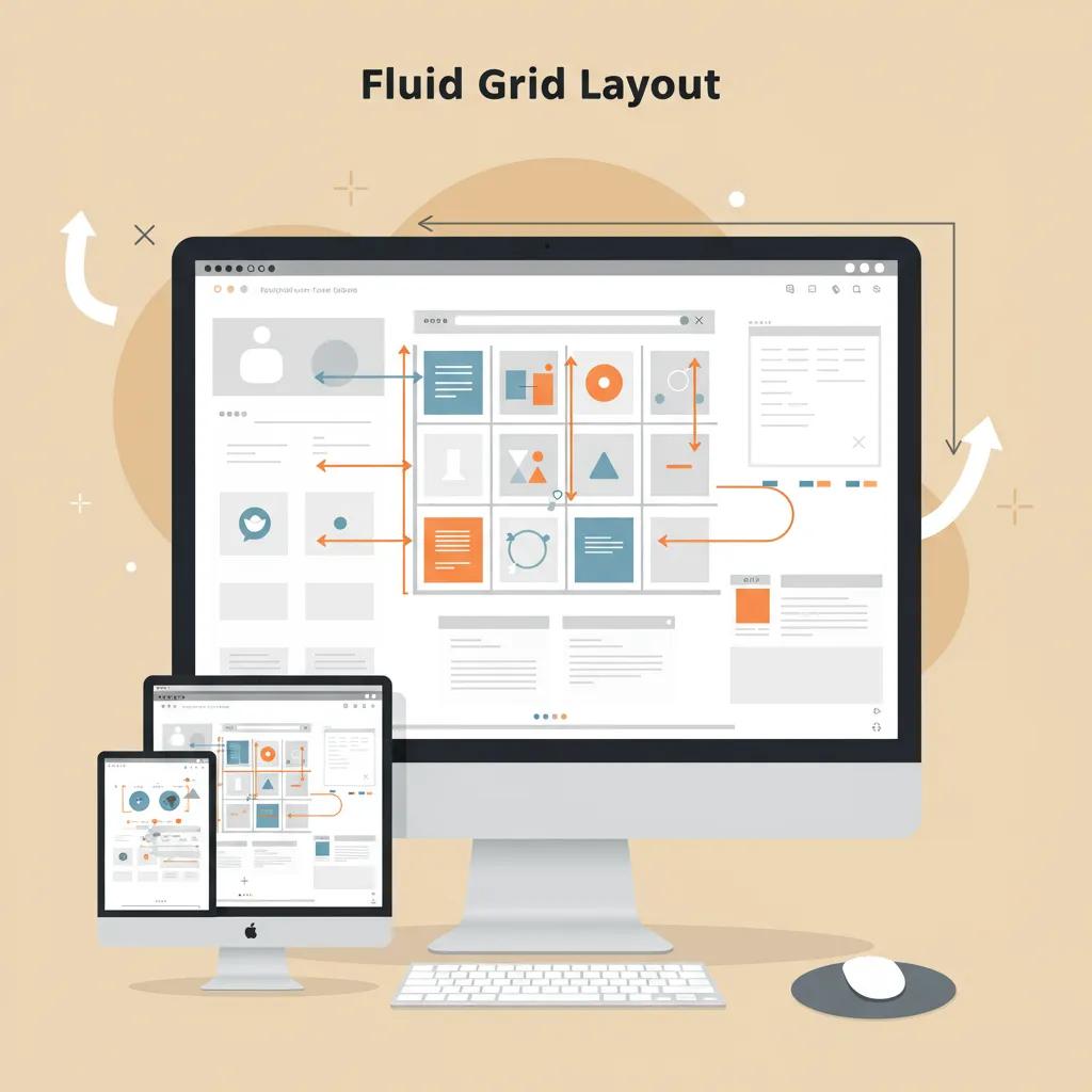 Illustration of fluid grid layout demonstrating responsive design principles