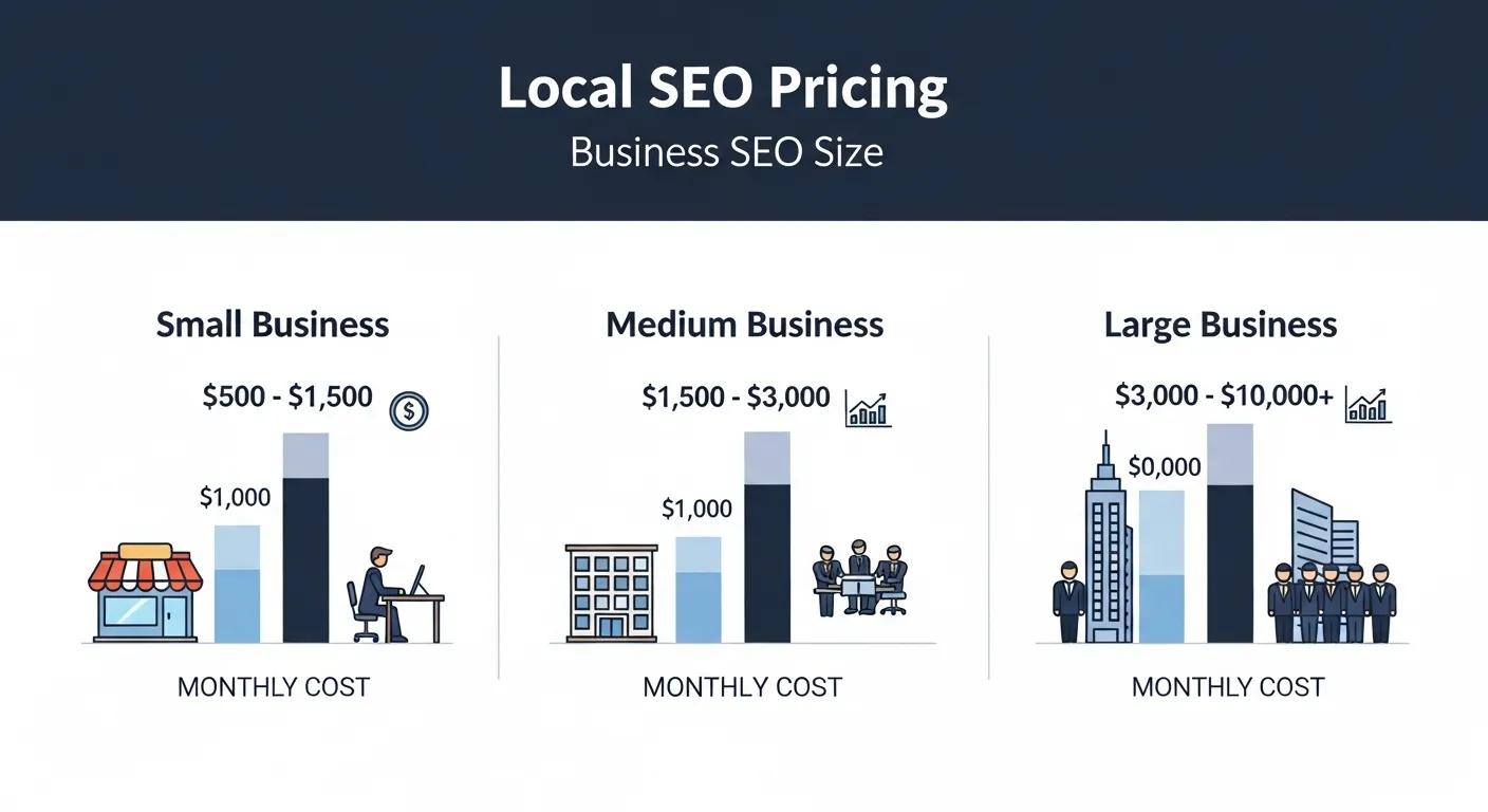 Visual representation of local SEO pricing differences based on business size